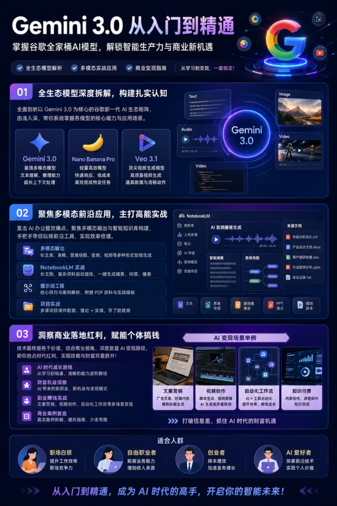 《Gemini 3.0从入门到精通》,全系统掌握谷歌最强AI模型