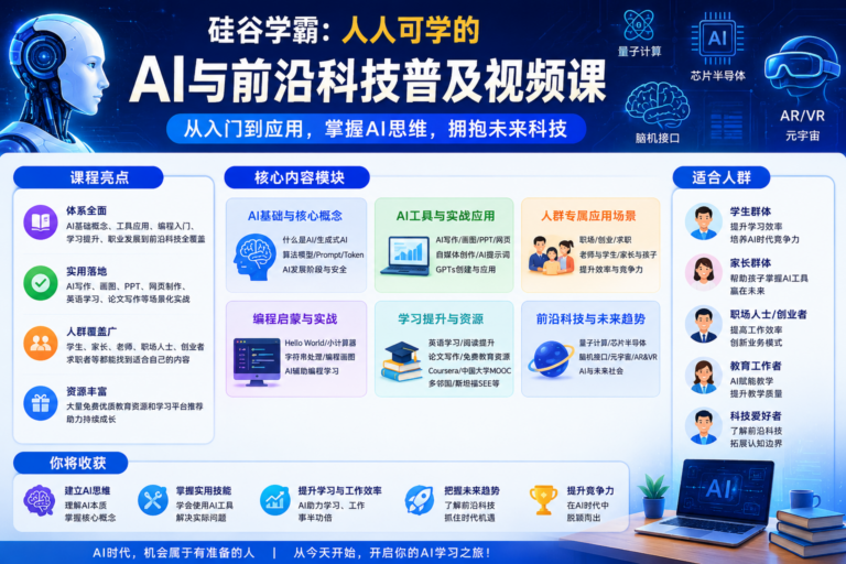 硅谷学霸-人人可学的AI与前沿科技普及视频课
