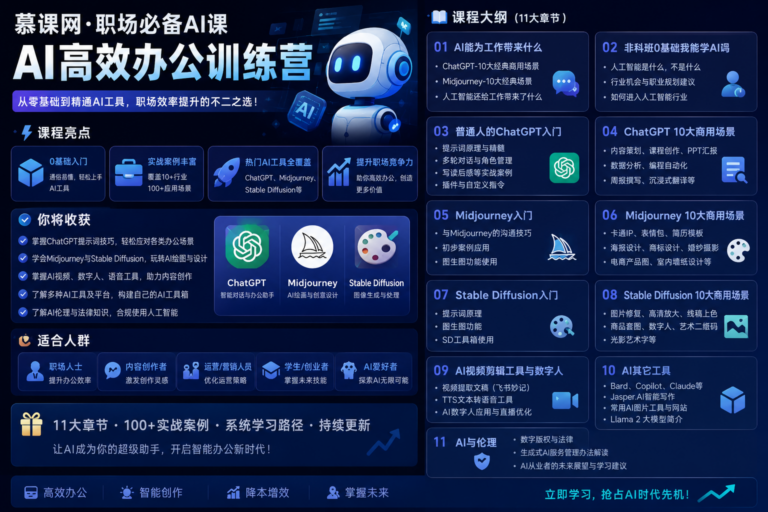 慕课网 -职场必备AI课 AI高效办公训练营【完结】