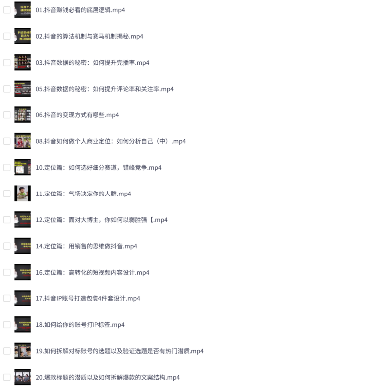 个人IP创富36节系统实战视频课,从商业定位到短视频流量变现,教你做个赚钱的抖音号