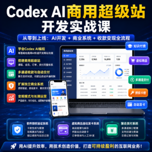 Codex私域商用超级站Ai开发变现课,7天带你从零基础到能自己动手做出能收钱、能运营、能沉淀客户的私域超级站 配图