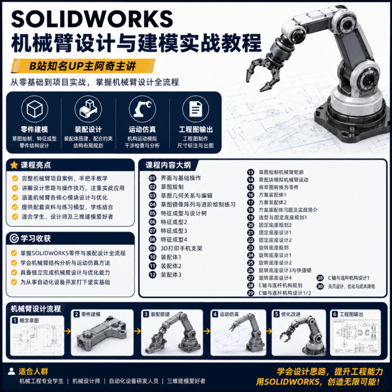 B站 – 阿奇讲SOLIDWORKS机械臂
