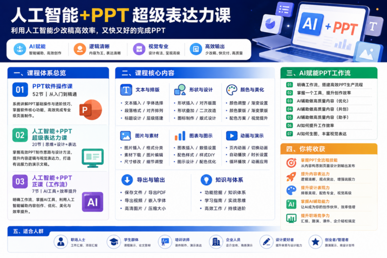 人工智能+PPT 超级表达力课,利用人工智能少改稿高效率,又快又好的完成PPT