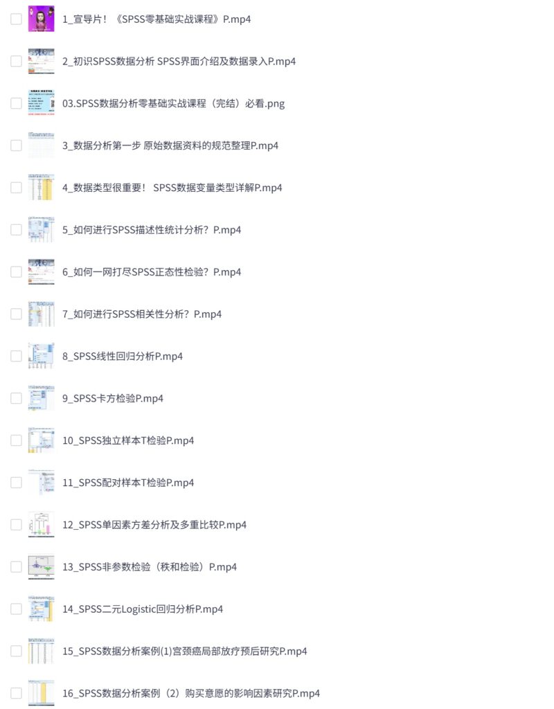 SPSS数据分析零基础实战课程（完结）