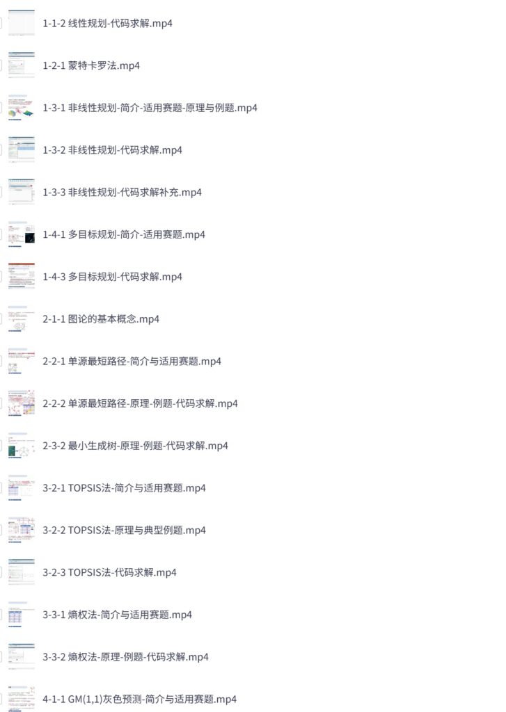 数学建模BOOM-从零开始学数学建模-带源码课件