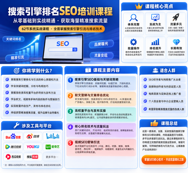 搜索引擎排名SEO培训课