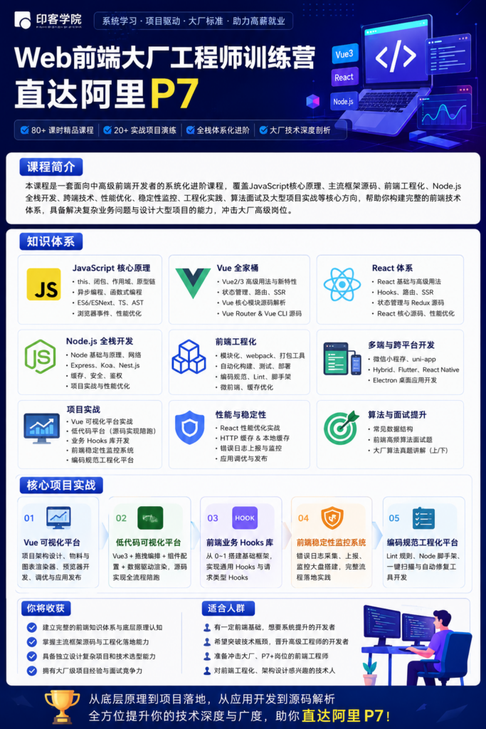 印客学院-Web前端 大厂工程师训练营 直达阿里P7