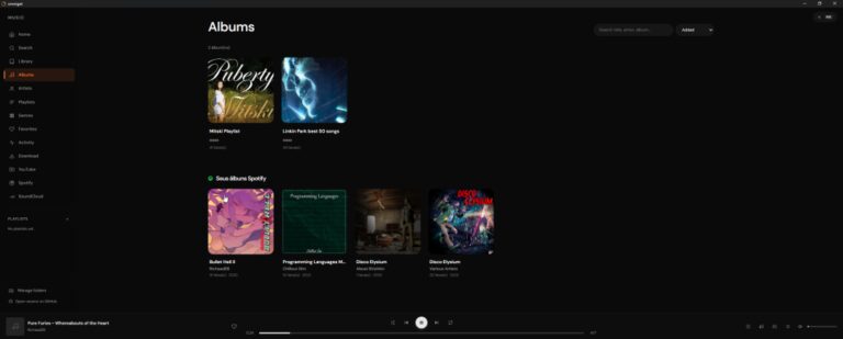 OmniGet music player with album view, synced lyrics and streaming sources