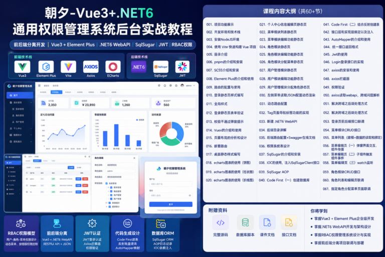 朝夕 -Vue3+.NET6通用权限管理系统后台