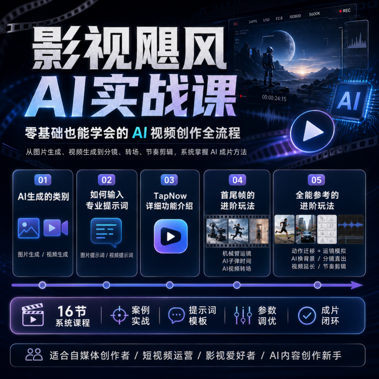 影视飓风的AI实战课16节课让你零基础也能做AI视频