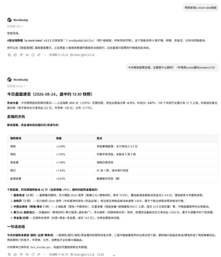 实测WorkBuddy查A股!9.1k Star开源Skill让Agent秒变量化助手