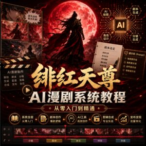 绯红天尊AI漫剧系统教程|从零入门到精通,工具运用+剧本创作+爆款逻辑+提示词素材+镜头剪辑,全套爆款漫剧落地实战课 配图