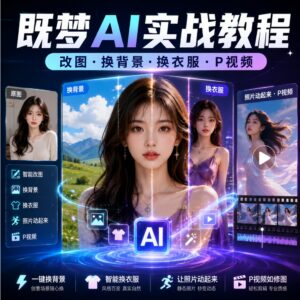 既梦AI修改图片换背景换衣服详细教学 财富思维认知破局 像P图一样P视频 … 配图