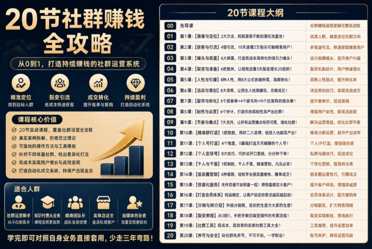 20节 社群赚钱 全攻略【完结】
