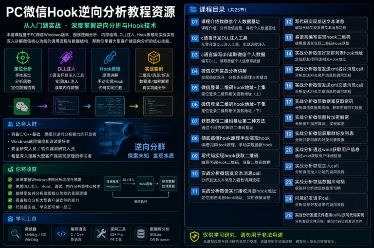 PC微信 hook逆向分析教程