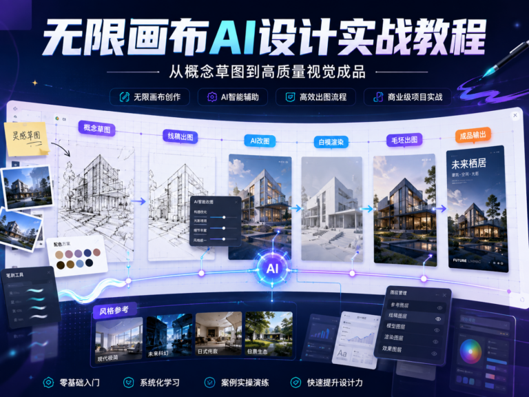 无限画布AI辅助设计实战课|从概念草图到成品视觉一站式教学