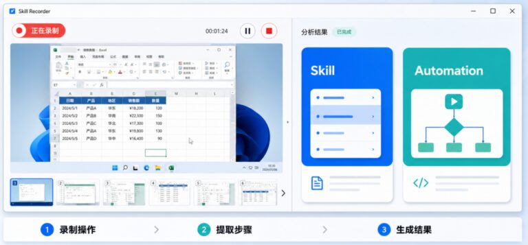 微软刚开源了 1 个神器:录一遍操作,自动学习内化成 Skill。