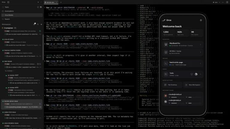 Orca desktop with the mobile companion app