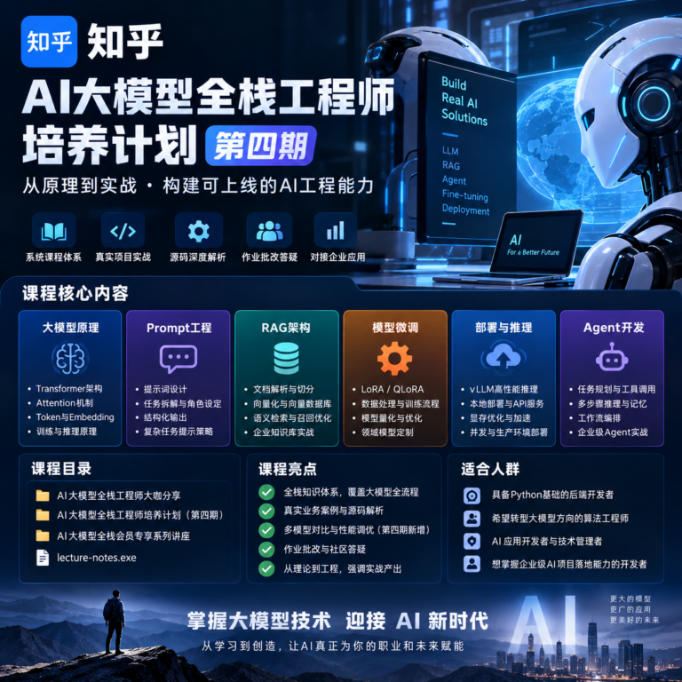 知乎 AI大模型全栈工程师培养计划 第四期