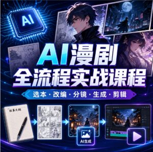 AI漫剧从0到1的工业化实战，覆盖“选本改编—美术资产—视频生成—后期剪辑”课程 配图