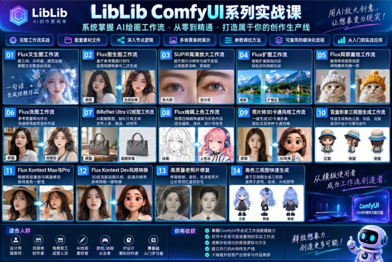 LibLib ComfyUI系列实战课,系统掌握AI绘画工作流