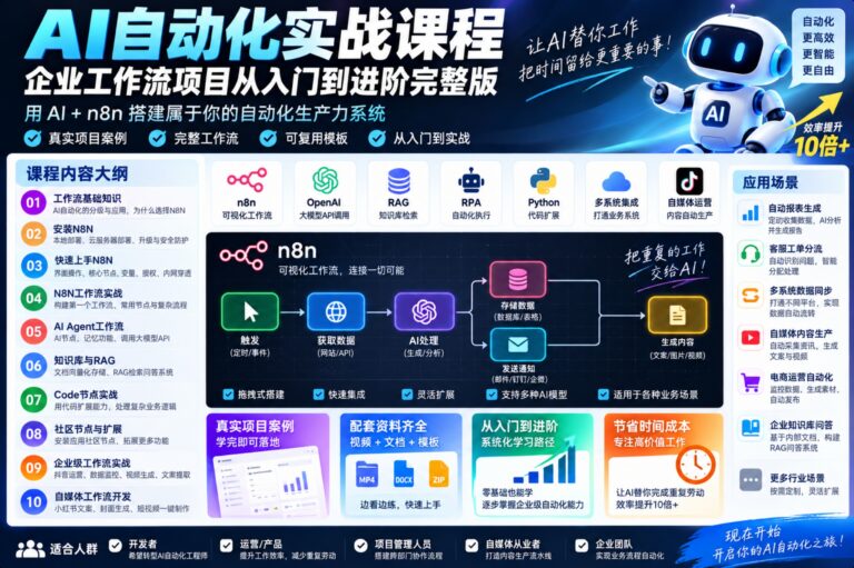 AI自动化实战课程:企业工作流项目从入门到进阶完整版、