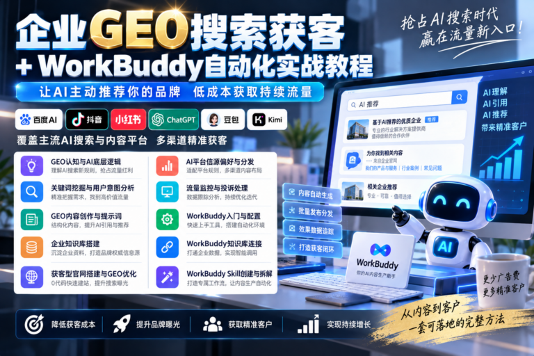 企业GEO搜索获客,内容优化+WorkBuddy全流程实战