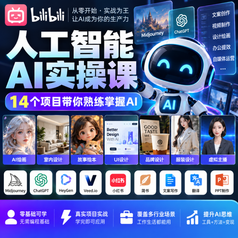 🍻【B站】-人工智能AI实操课 14个项目带你熟练掌握AI