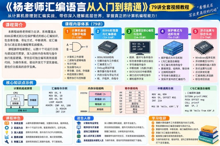 汇编语言教程 杨老师主讲(价值300元)