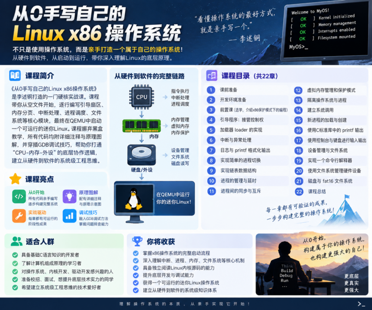 网易云课堂 -李述铜从0手写自己的Linux x86操作系统