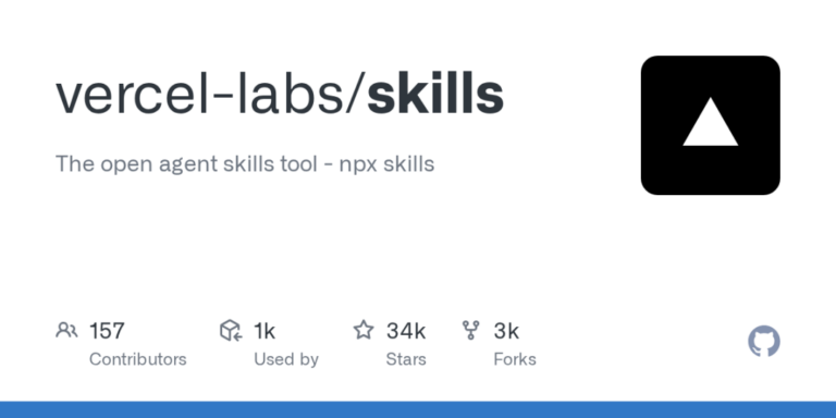 vercel-labs/skills GitHub 页面