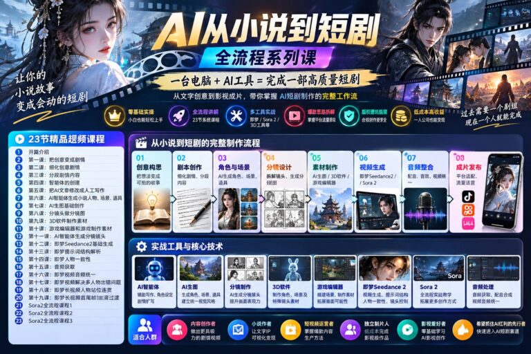 AI从小说到短剧全流程系列课 ,一个人就是一支影视团队