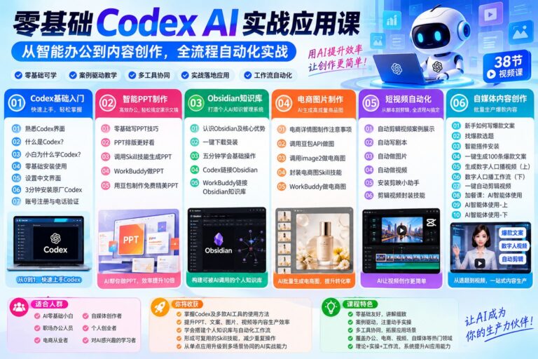 Codex AI 实战课,零基础上手+多案例演示