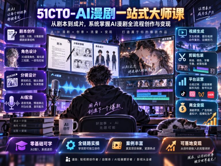 51CTO-AI漫剧一站式大师课:剧本+分镜+角色+配音+剪辑