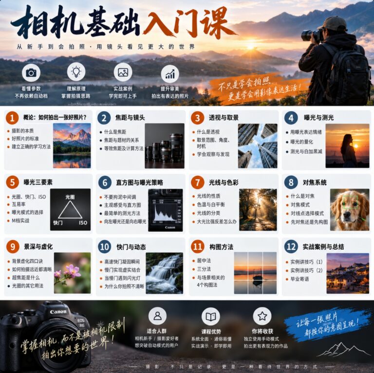 相机基础入门课,光圈快门曝光度一节课全讲透