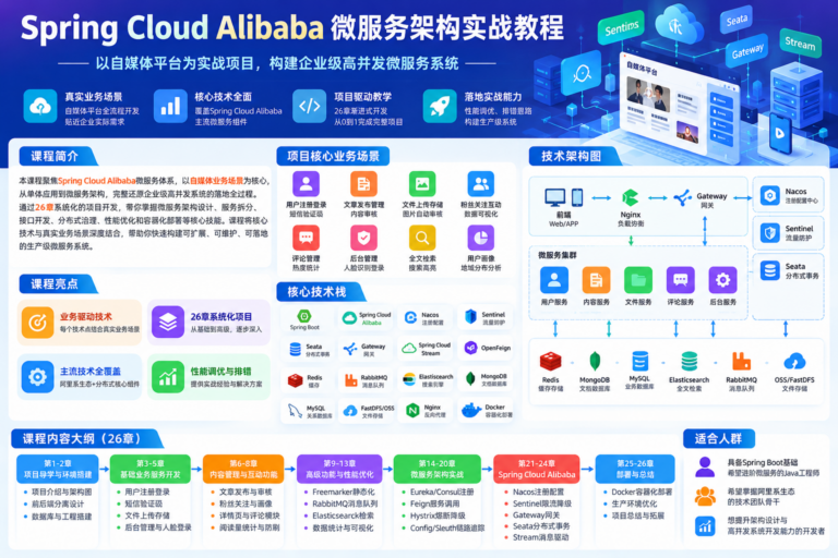 mksz456 -Spring Cloud 进阶 Alibaba 微服务体系自媒体实战(26章完整)